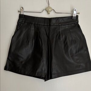 Black Leather Women's Shorts